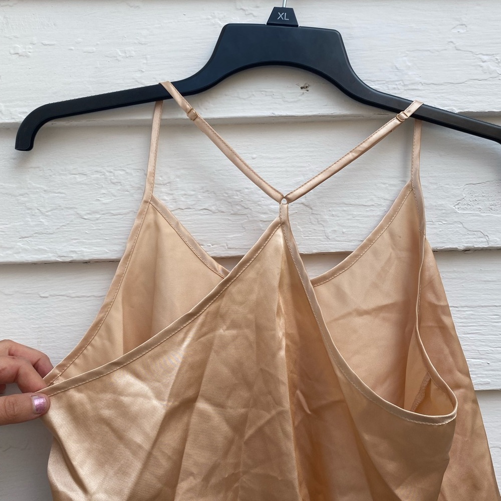 Silk Satin Sleepwear Set in Silky Soft Gold Tank and Shorts - Picture 4 of 8